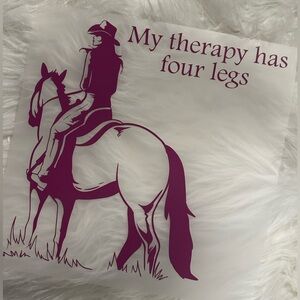 Purple Horse Silhouette Decal - "My therapy has four legs"